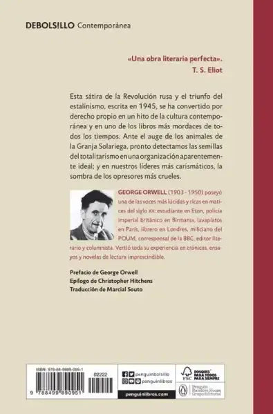 Back cover of George Orwell’s Animal Farm Spanish edition by Penguin Books