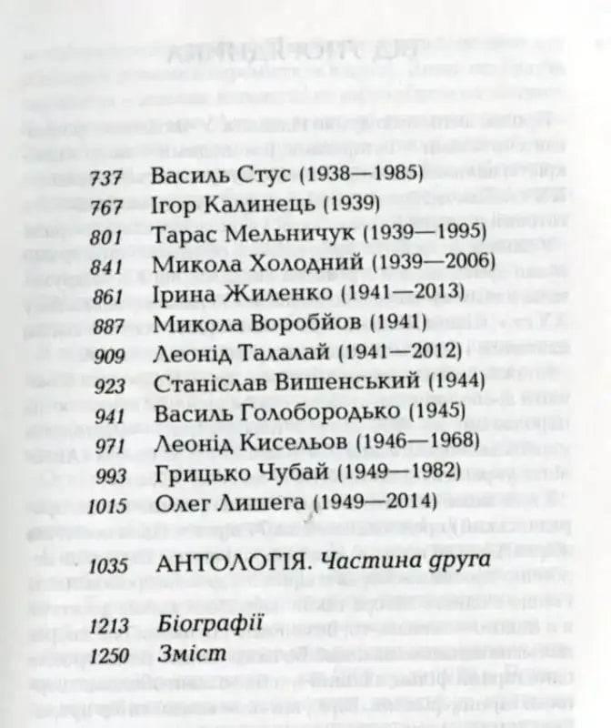 Page from a book with a list of names and dates.