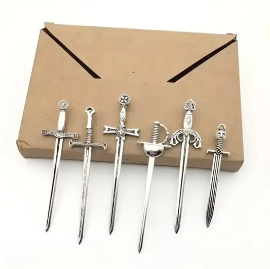 Silver sword collection of antique silver finish metal sword bookmarks for book lovers