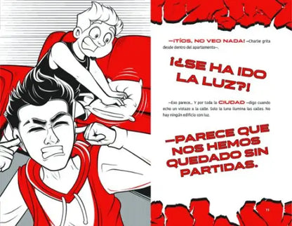 Red and white ARTA in the Apocalypse Maximum hoodie with hood