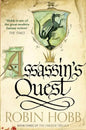 Book cover of "Assassin's Quest" by Robin Hobb, third in the Farseer Trilogy, featuring a dragon motif.