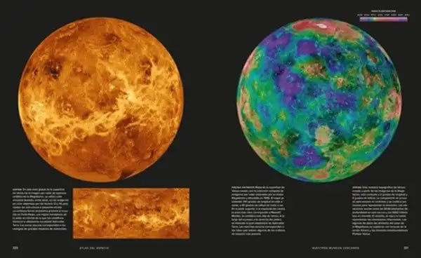 Venus globe model in vibrant orange hues from historian Roger books on Big Bang