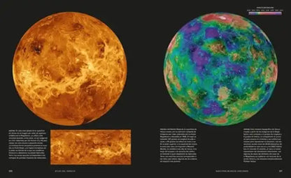 Venus globe model in vibrant orange hues from historian Roger books on Big Bang