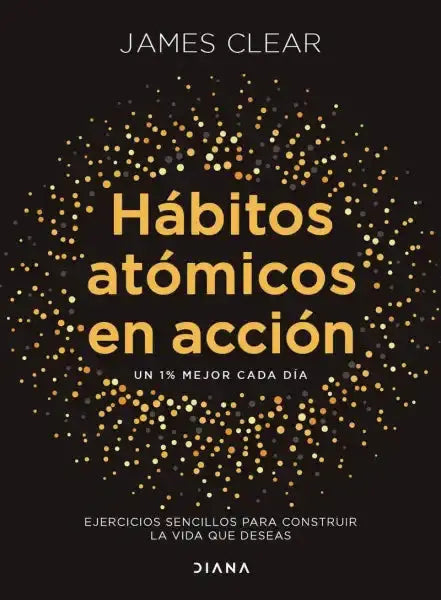 Black Atomic Habits book cover by James Clear with gold text