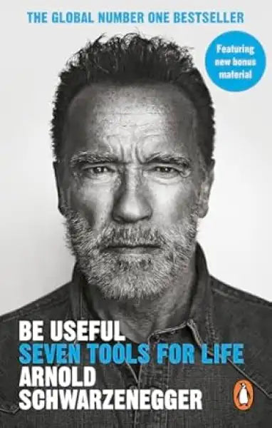 Black and white Arnold Schwarzenegger book cover with Penguin logo