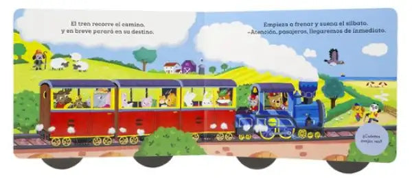 Bizzy Bear Whizzy Wheels train-shaped board book with osito tito