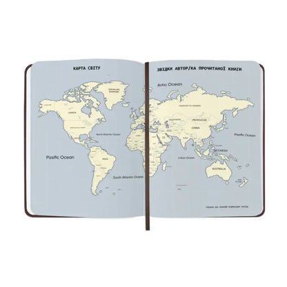 Open world map notebook for book lovers and lovers club reading enthusiasts