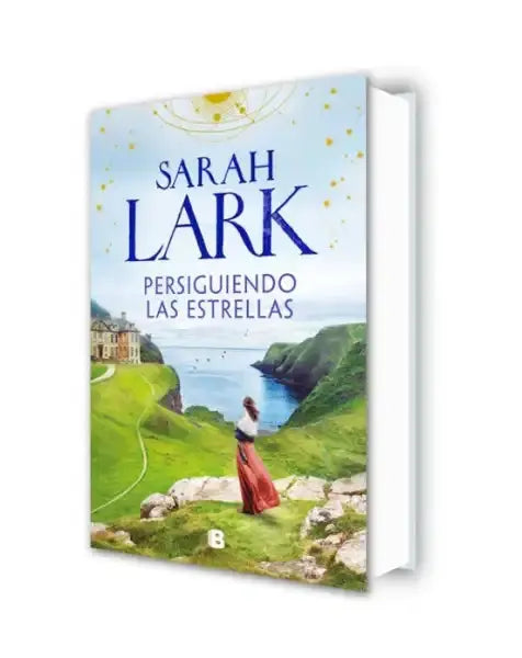 Woman in red dress on cliffs, Chasing the Stars by Sarah Lark, Las Mujeres Hard Book 1