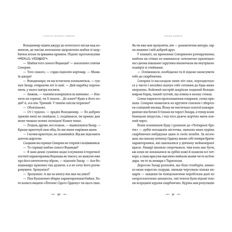 Page of the book Chronicle of the Grey Order by Pavlo Derevyanko Ukrainian fantasy novel