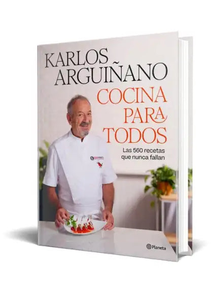 White chef uniform with red accents for cocina para todos by Karlos Arguiñano