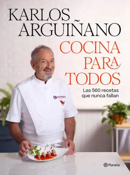 White chef jacket with red accents from Cocina Para Todos book