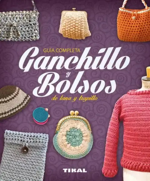 Orange crochet handbag in wool yarn with pearl button, ganchillo y bolsos