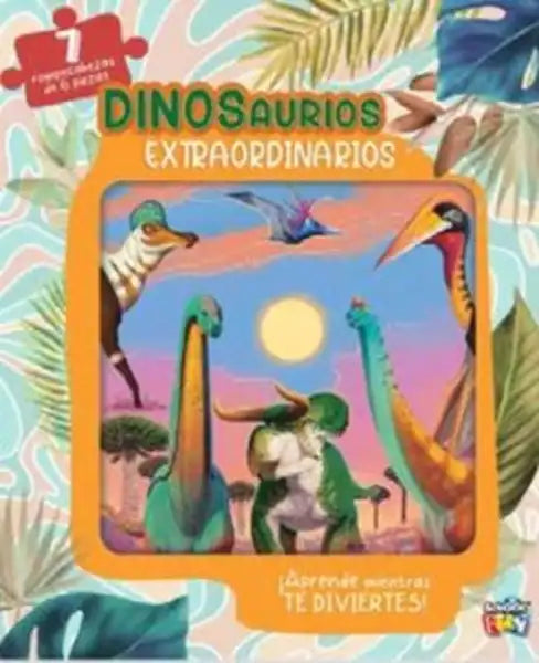Dinosaurs Extraordinary puzzle book with vibrant dino illustrations