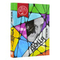 Colorful book with a person’s face.