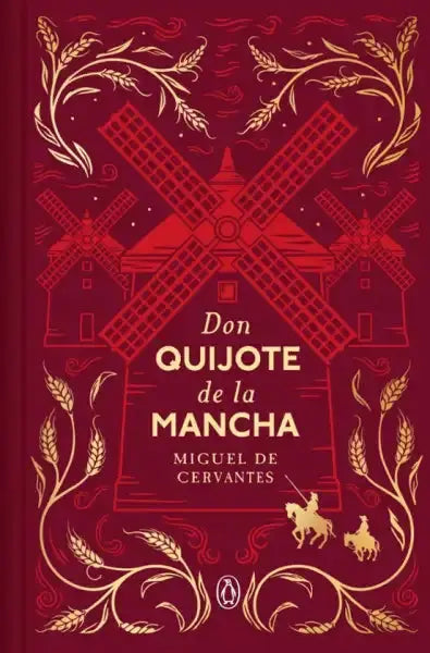 Don Quijote de la Mancha commemorative edition book with gold windmills