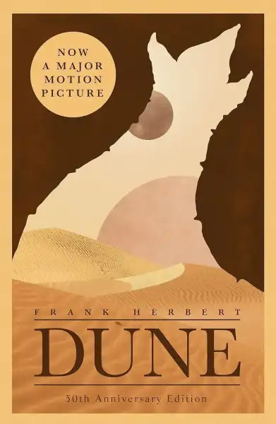 Dune 50th Anniversary Edition book cover featuring desert planet Arrakis from Frank Herbert’s science fiction anniversary edition Dune 50th Anniversary Edition book cover featuring desert planet Arrakis from Frank Herbert’s science fiction anniversary edition
