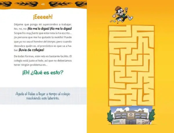 Yellow maze puzzle book cover: El Rulas and the Lost Motillo