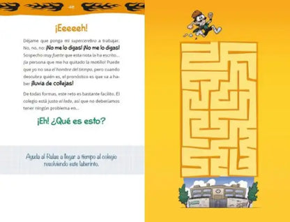 Yellow maze puzzle book cover: El Rulas and the Lost Motillo