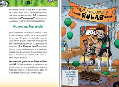 Cartoonish chocolate cake with white frosting, sprinkles, and Rulas Atrapado gaming theme