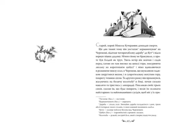 Open page from For the Home Hearth Selected Works by Ivan Franko with text and illustrations
