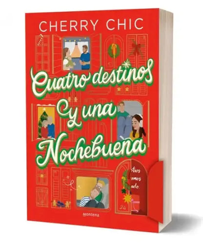 Red hardcover book Four Destinos y Una Nochebuena by Cherry Chic