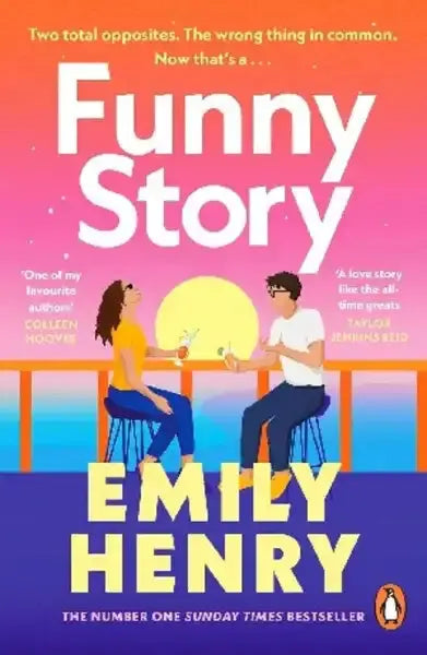 Funny Story by Emily Henry romantic comedy book cover with couple under sun