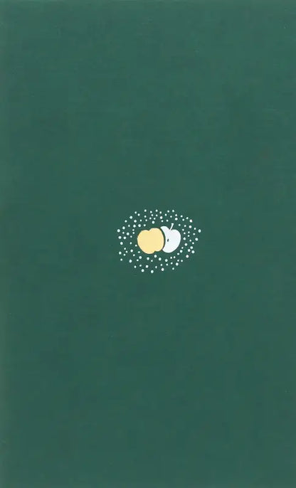 Two stylized apples surrounded by dots.