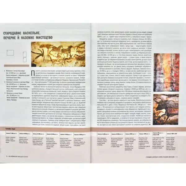 Open art history volume by Stephen Farthing showcasing ancient cave art and textual details