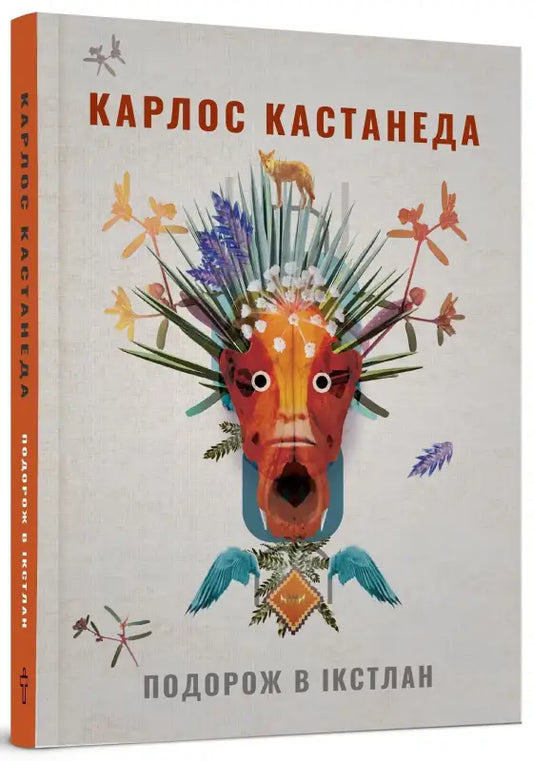 Book cover with a colorful mask.