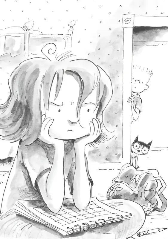 Pensive girl with calendar.