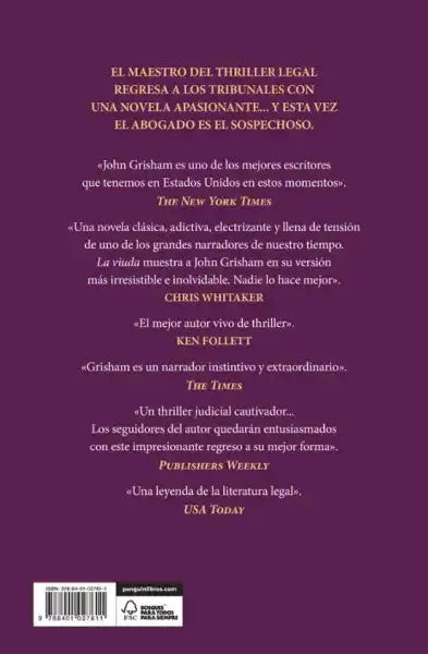 Deep purple John Grisham book La viuda hardcover cover