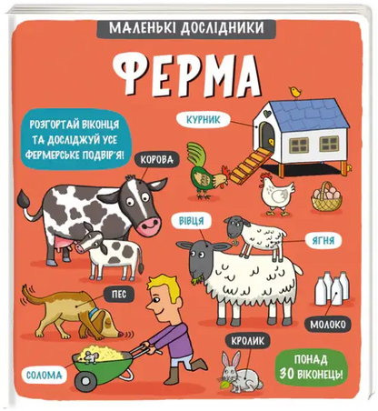 Children’s board book Little Explorers Farm with vibrant farm life illustration and interactive flaps