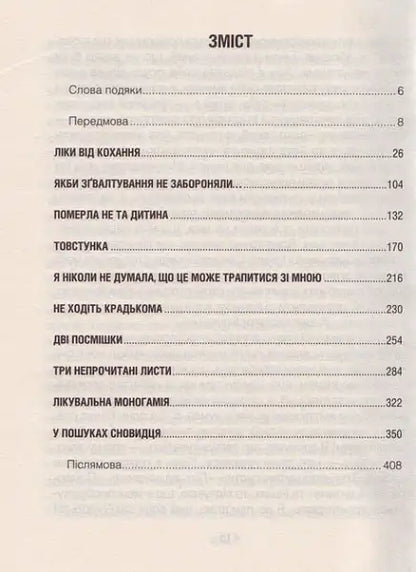 Table of contents from Love’s Remedy Ukrainian hardcover edition book
