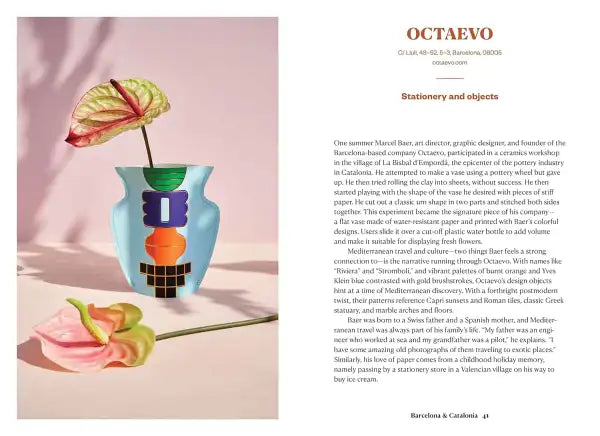 Blue and green ceramic vase in Suzanne Wales English books on Spanish artisans