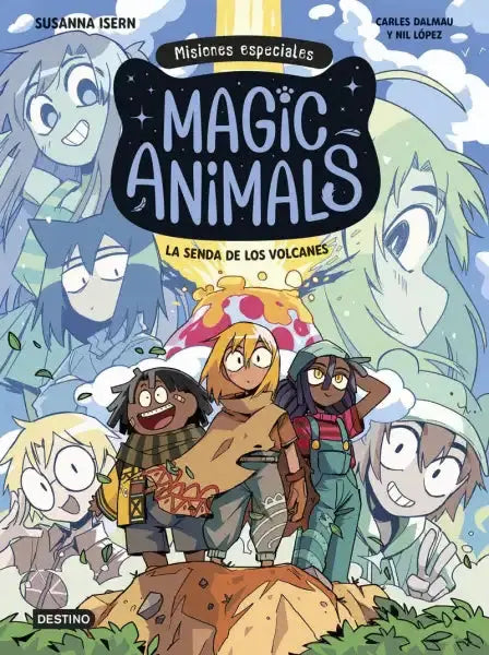 Magic Animals Misiones Especiales book cover with characters on los volcanes path