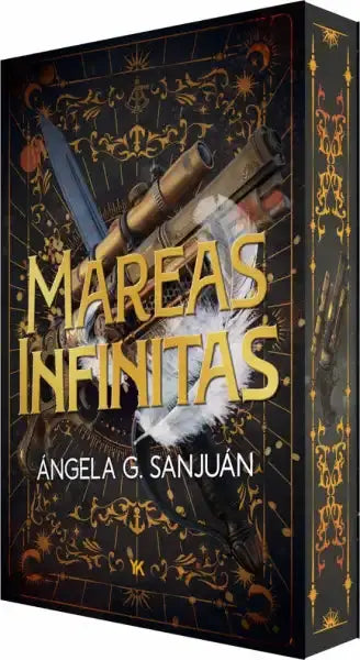 Black and gold Mareas Infinitas Bilogía Mareas 2 book cover with sword design