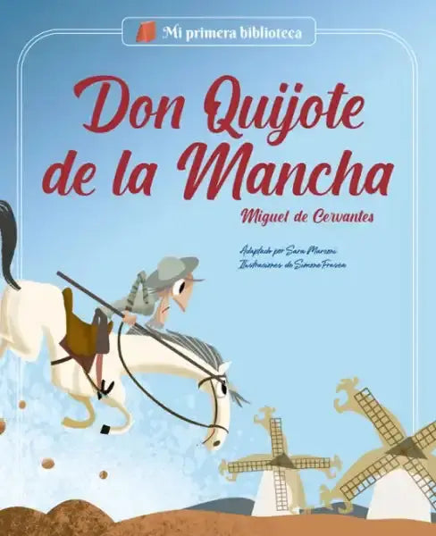 Colorful Don Quijote illustrated adaptation cover from Mi primera biblioteca