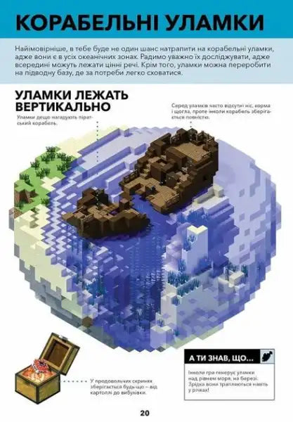 8-bit pixelated ship with treasure chest from Stephanie Milton’s Minecraft ocean survival Ukrainian edition