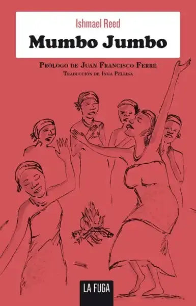 Red Mumbo Jumbo book cover by Ishmael Reed with Jes Grew dancers around fire