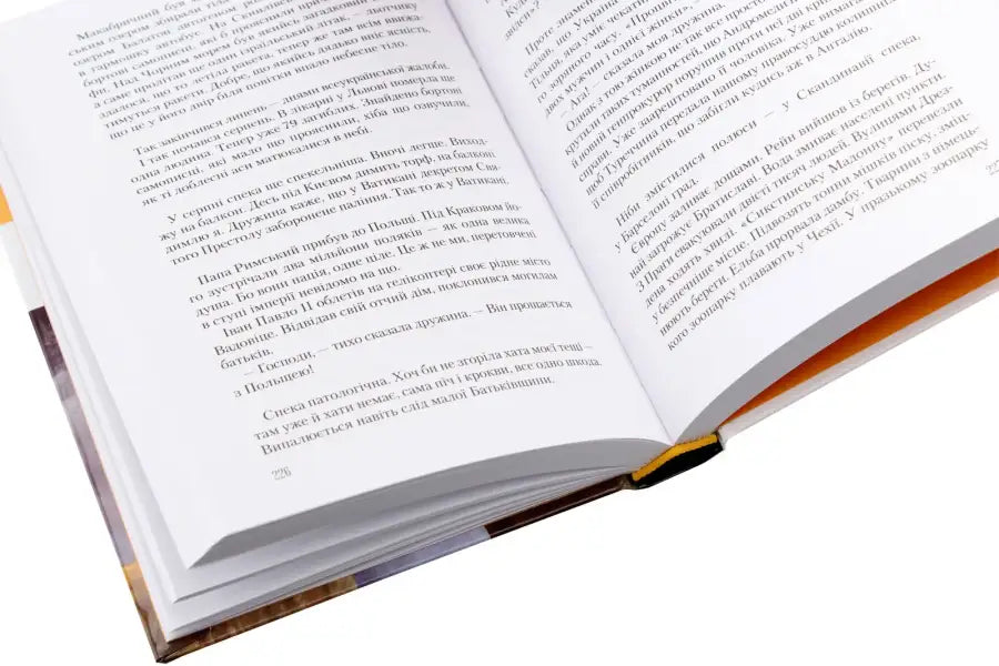 Open book with printed text.