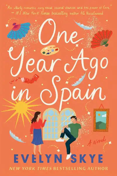 Whimsical dancers on One Year Ago in Spain book cover by Evelyn Skye