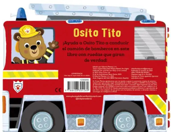 Osito Tito fire truck book cover by Benji Davies with cartoon bear