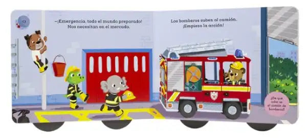 Red Osito Tito fire truck toy with ladder and hose by Benji Davies books