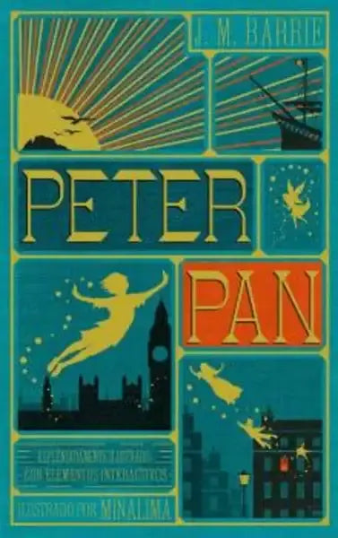 Teal and yellow MinaLima edition of Peter Pan illustrated hardcover classic