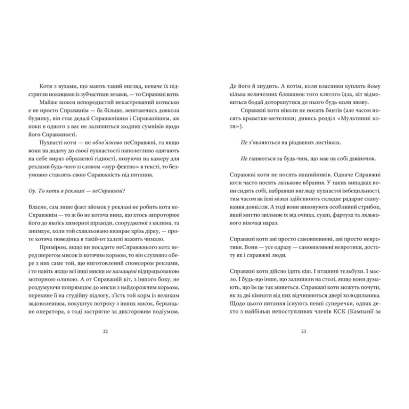 Pages of Ukrainian text in Real Cat Terry Pratchett Ukrainian hardcover edition