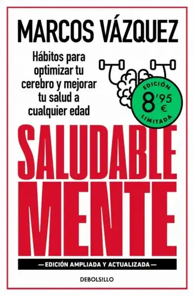 Red hardcover book Saludablemente by Marcos Vázquez, limited edition
