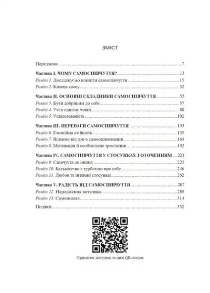 Table of contents in Kristin Neff self-help book Proven Power