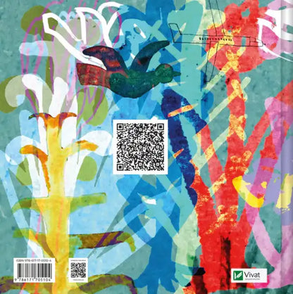 Vibrant book cover with abstract motifs, bird, plane, QR codes, featuring Hryhoryi Skovoroda and Serhiy Zhadan
