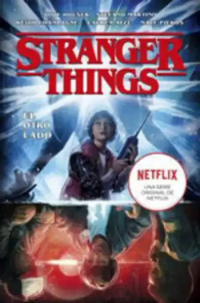 Stranger Things DVD cover: Eleven with glowing object in red blue hues