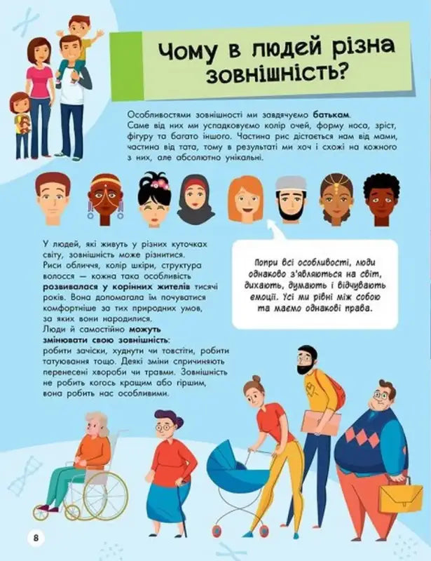 Educational illustration about human appearance from The Big Encyclopedia for Curious Kids reference book